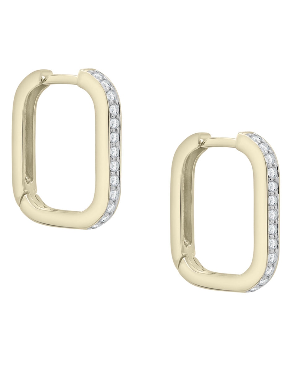 Aretes cuadrados de oro 14 K con acabado pavé diamante 3