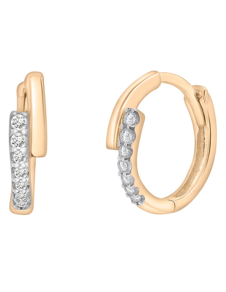 Aretes de oro 14 K con acabado pavé diamante 3