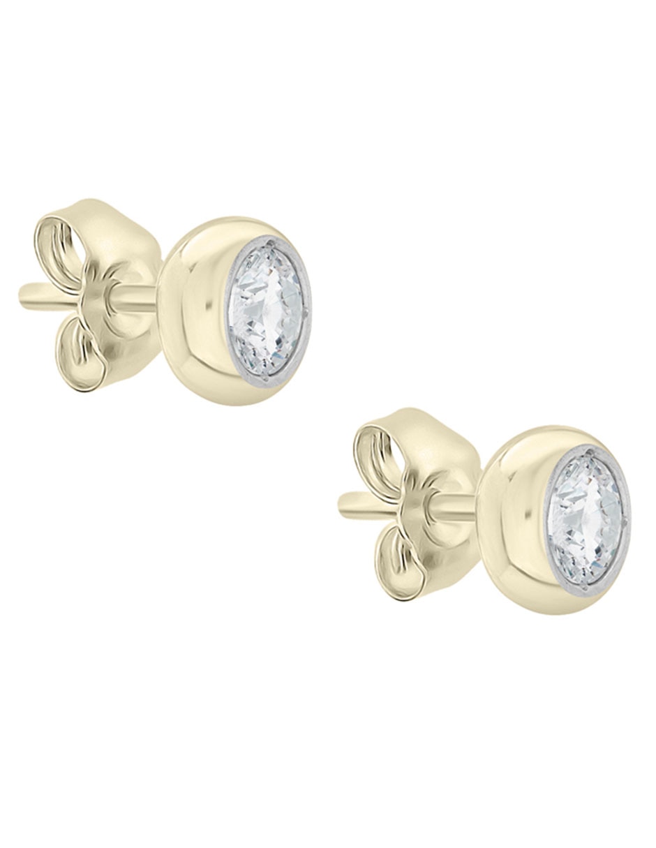 Broqueles redondos de oro 14 K con acabado brillante diamante 2