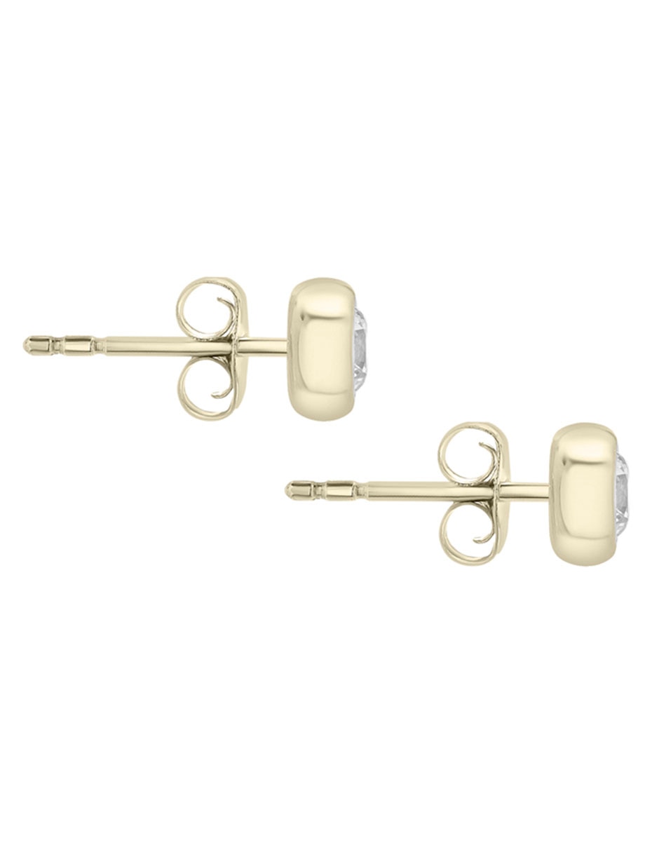 Broqueles redondos de oro 14 K con acabado brillante diamante 3