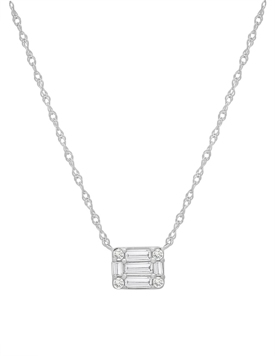 Collar con dije Mjj Brilliant Inc de oro blanco 14 K