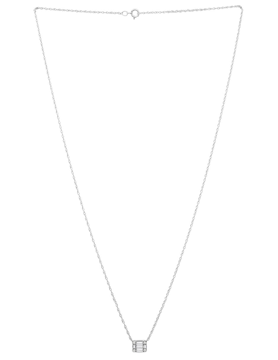 Collar con dije Mjj Brilliant Inc de oro blanco 14 K