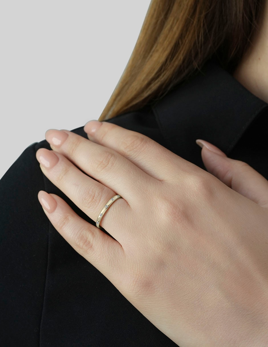 Anillo 14 k de oro diamante pavé Anillo 14 k de oro diamante pavé