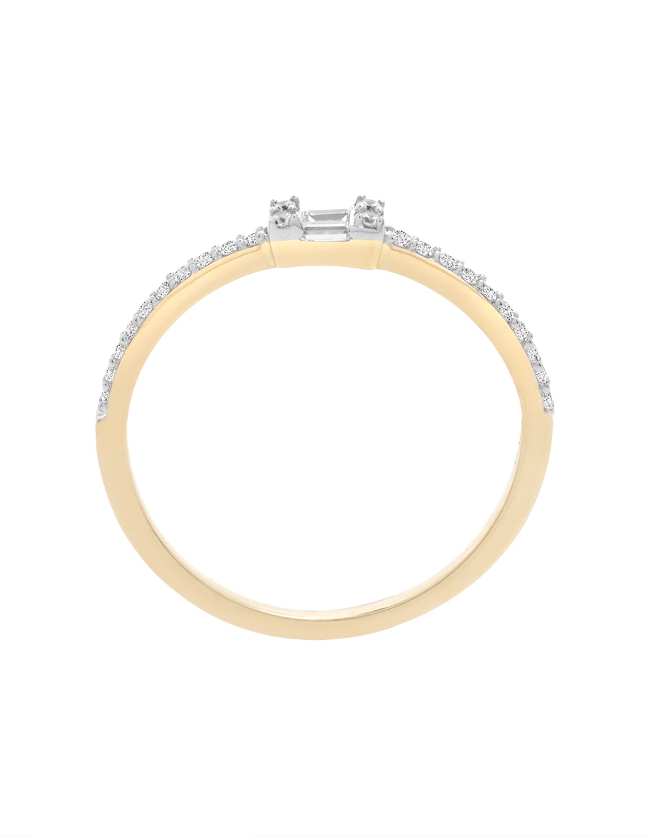 Anillo 14 k de oro diamante pulido