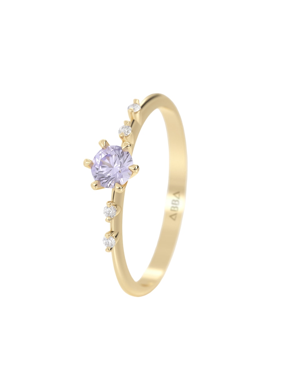 Anillo abba joyas 14 k de oro zirconia brillante