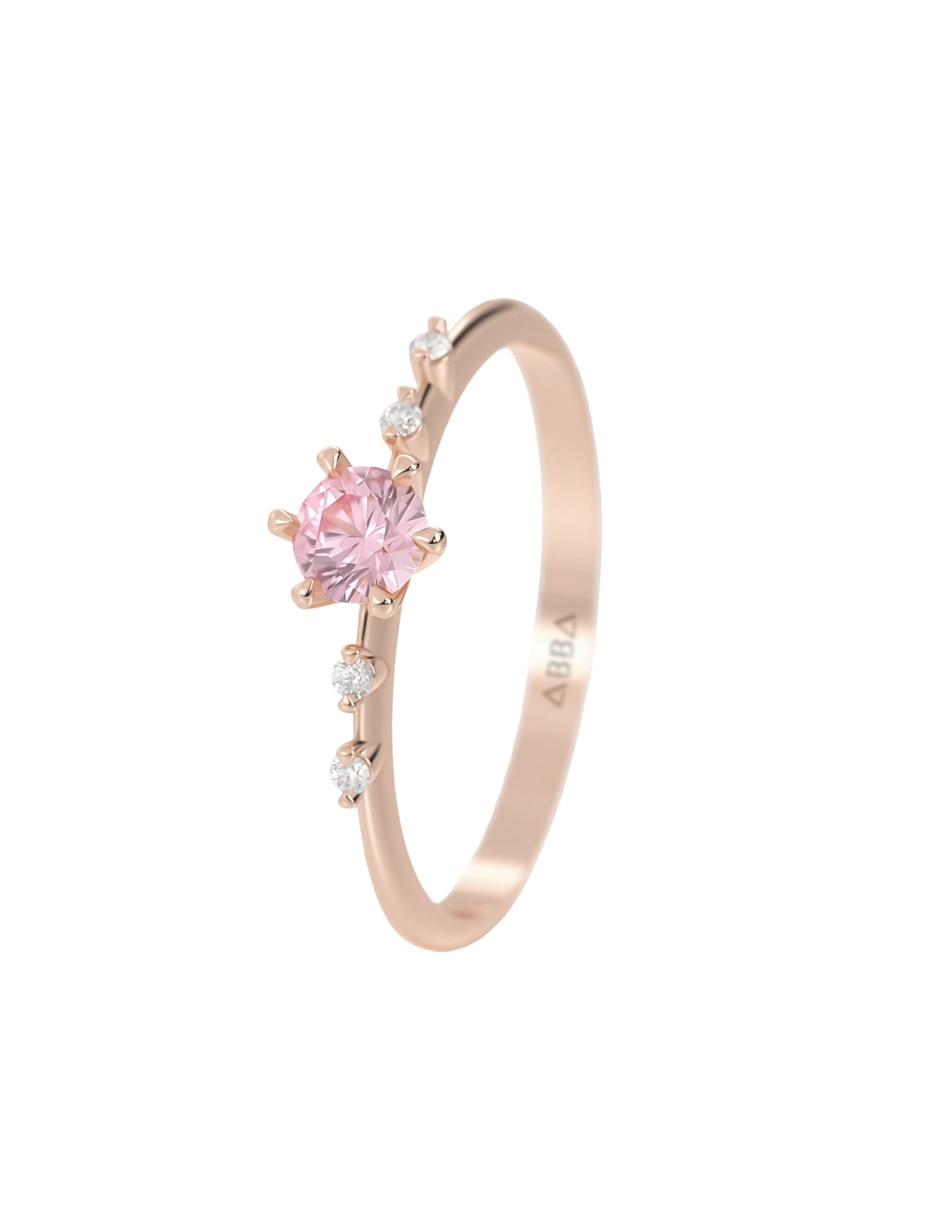 Anillo 10 k de oro zirconia brillante 5
