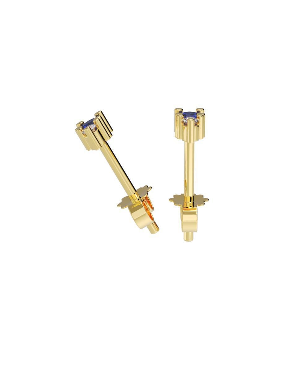Set de aretes cuadrados de oro 10 K con acabado pulido zirconia 2