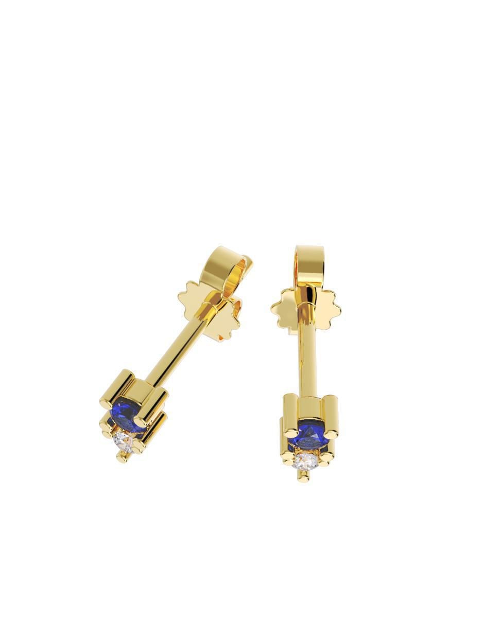 Set de aretes cuadrados de oro 10 K con acabado pulido zirconia 3