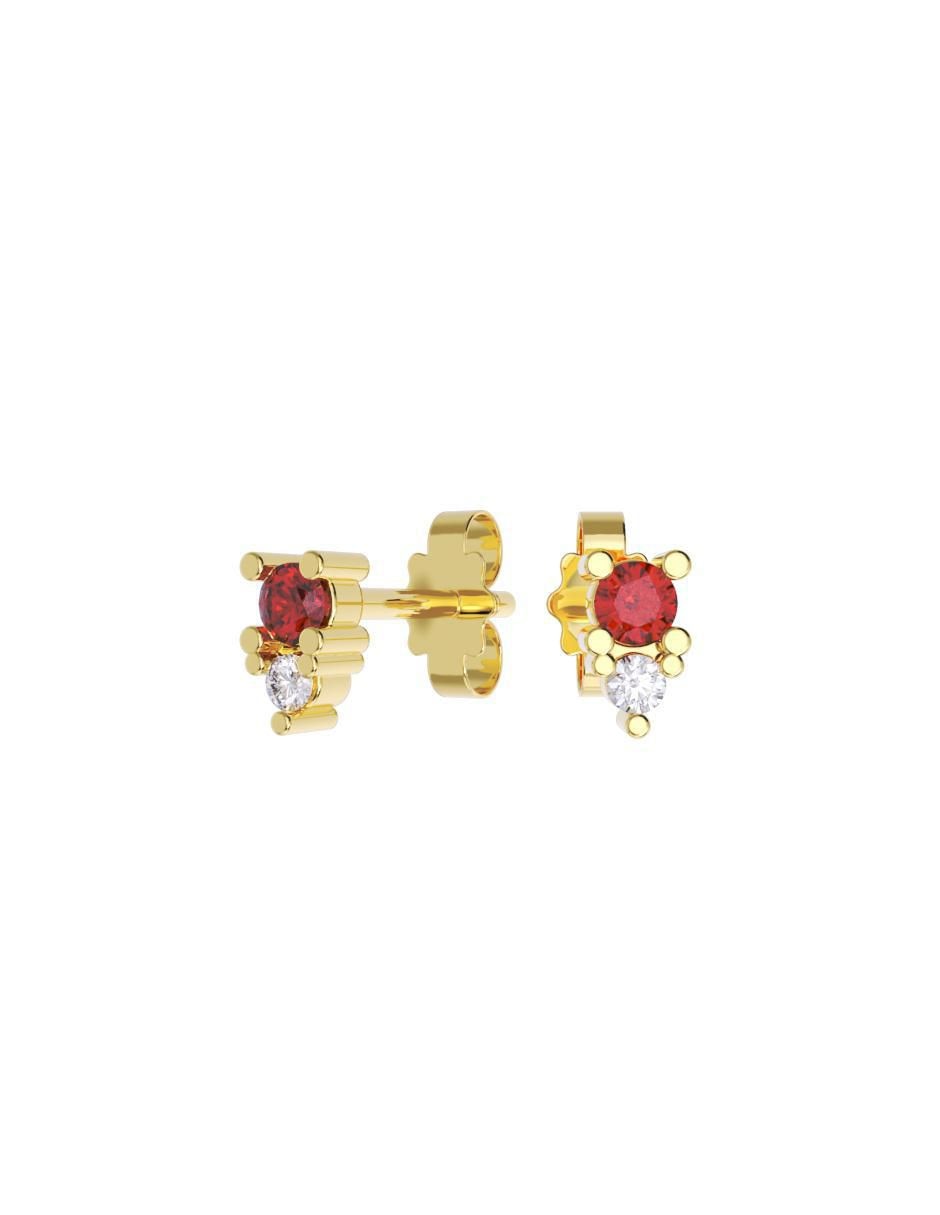 Set de aretes cuadrados de oro 10 K con acabado pulido zirconia Set de aretes cuadrados de oro 10 K con acabado pulido zirconia