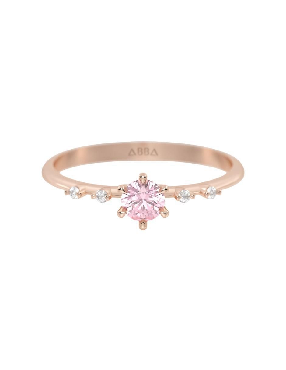 Anillo 14 k de oro zirconia brillante
