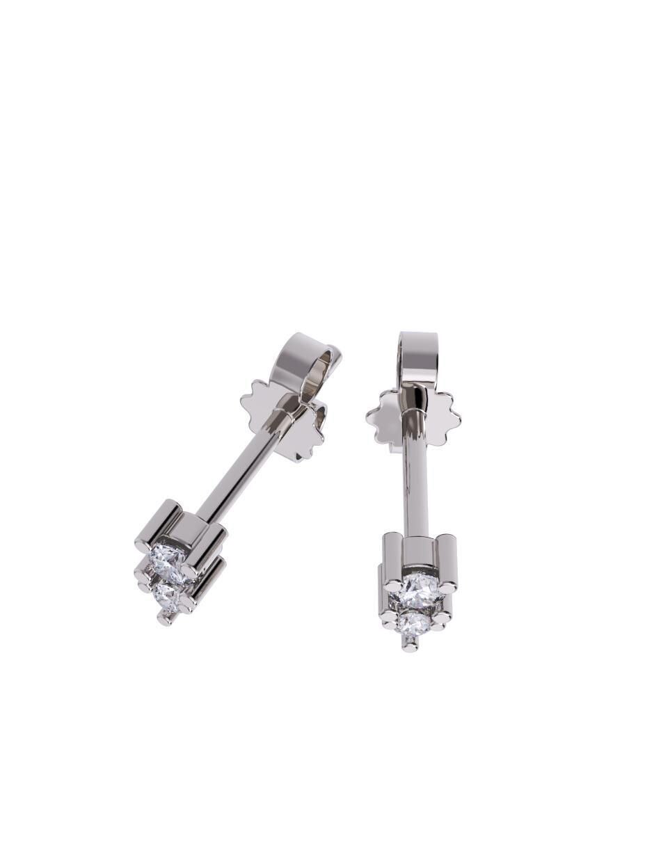 Set de aretes rectangulares de oro 10 K con acabado pulido zirconia 2