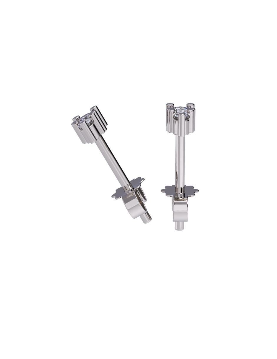 Set de aretes rectangulares de oro 10 K con acabado pulido zirconia 3