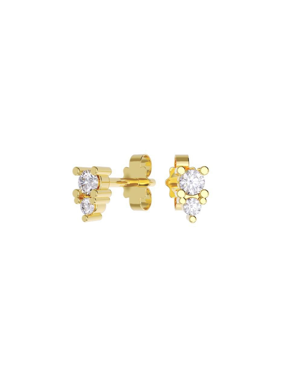 Set de aretes rectangulares de oro 10 K con acabado pulido zirconia Set de aretes rectangulares de oro 10 K con acabado pulido zirconia