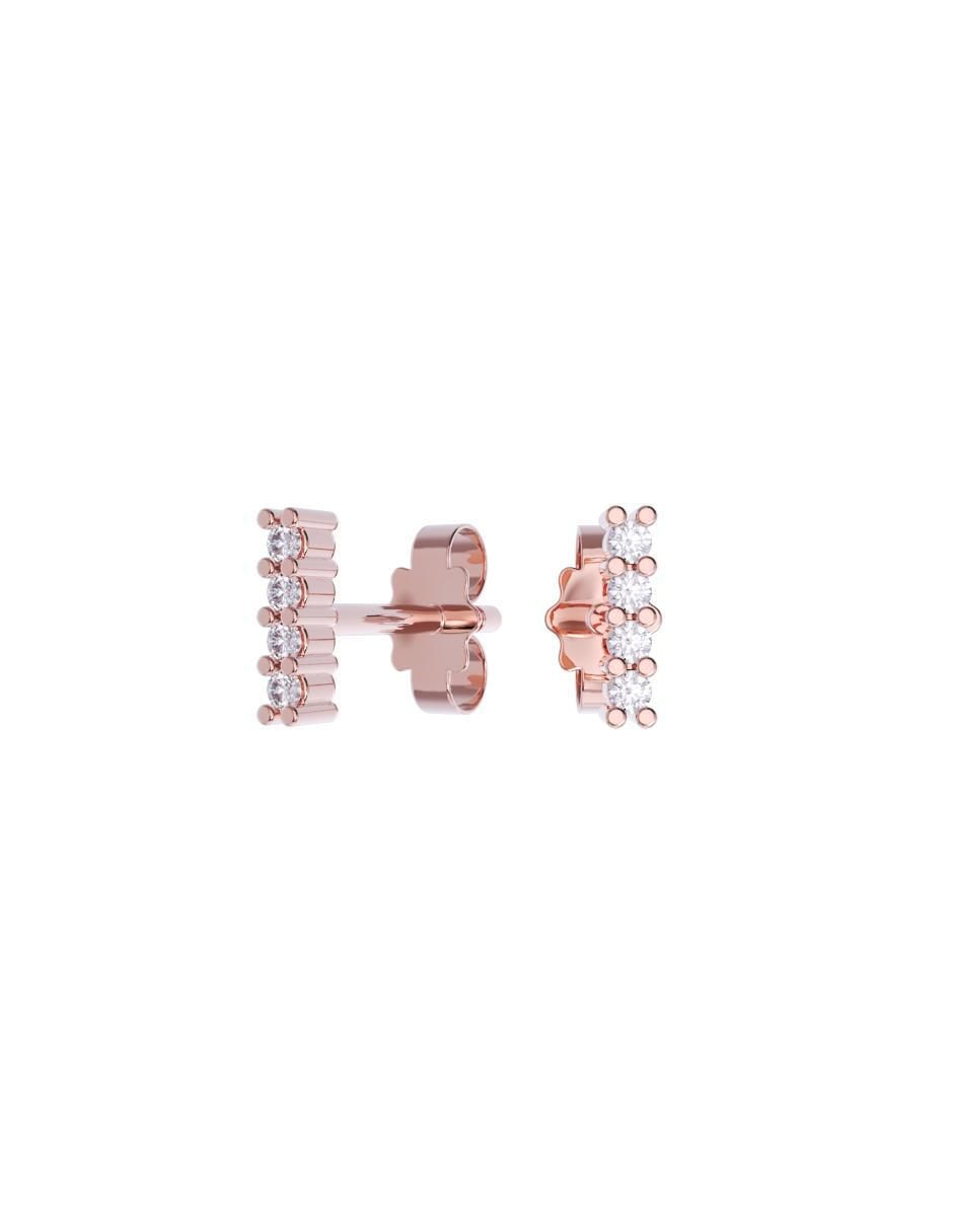 Set de aretes rectangulares de oro 10 K con acabado pulido zirconia 1