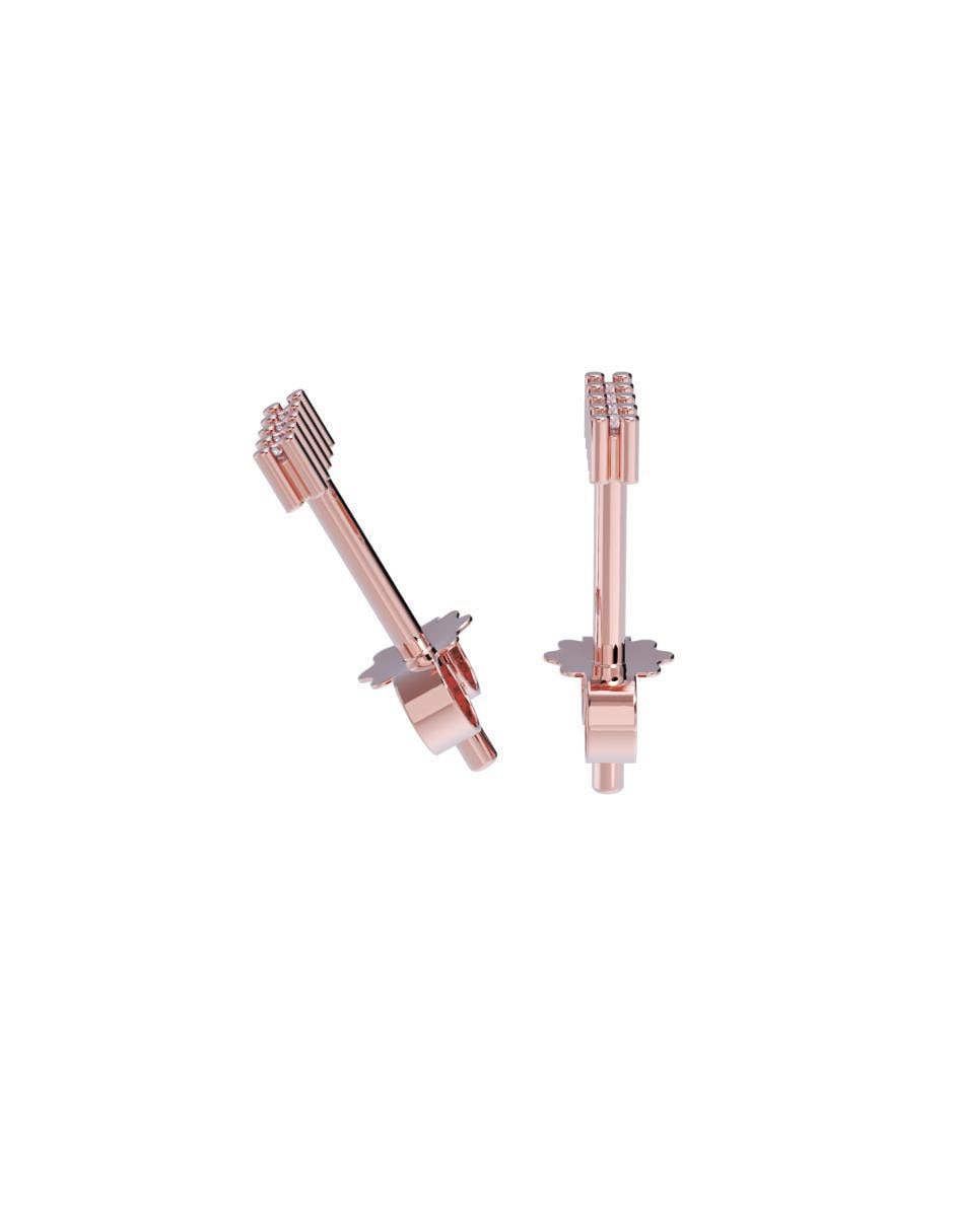 Set de aretes rectangulares de oro 10 K con acabado pulido zirconia 2
