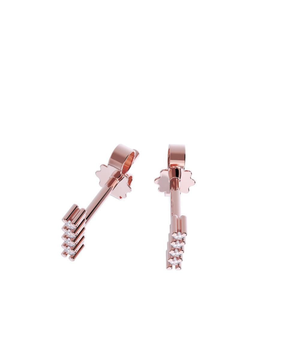Set de aretes rectangulares de oro 10 K con acabado pulido zirconia 3