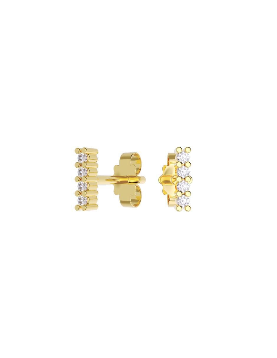 Set de aretes rectangulares de oro 10 K con acabado pulido zirconia Set de aretes rectangulares de oro 10 K con acabado pulido zirconia