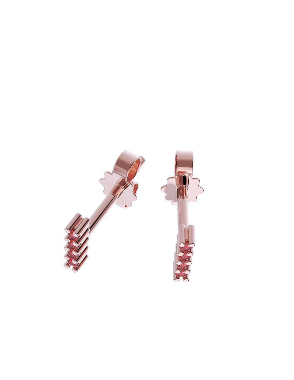 Set de aretes rectangulares de oro 10 K con acabado pulido zirconia 2
