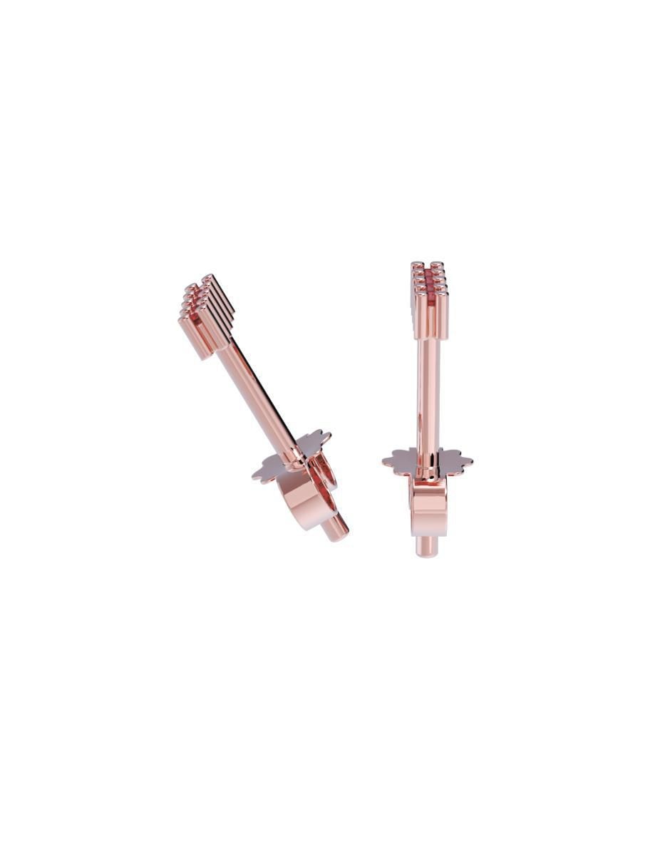 Set de aretes rectangulares de oro 10 K con acabado pulido zirconia 3