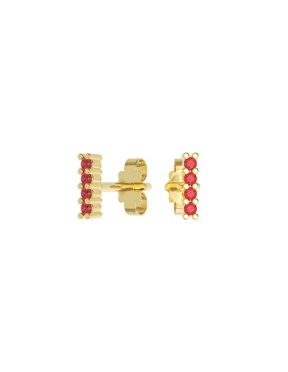 Set de aretes rectangulares de oro 10 K con acabado pulido zirconia Set de aretes rectangulares de oro 10 K con acabado pulido zirconia