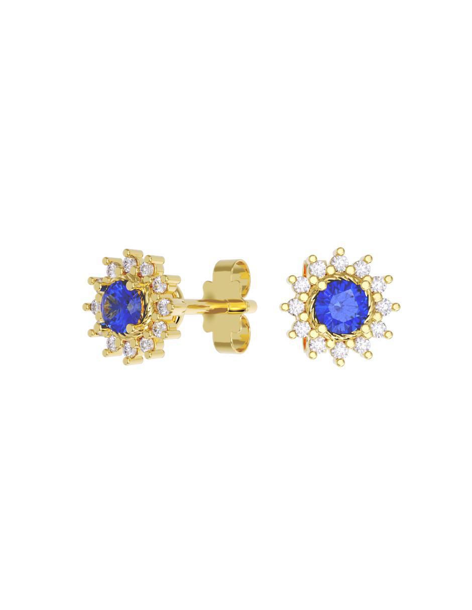 Set de aretes de flor de oro 10 K con acabado pulido zirconia