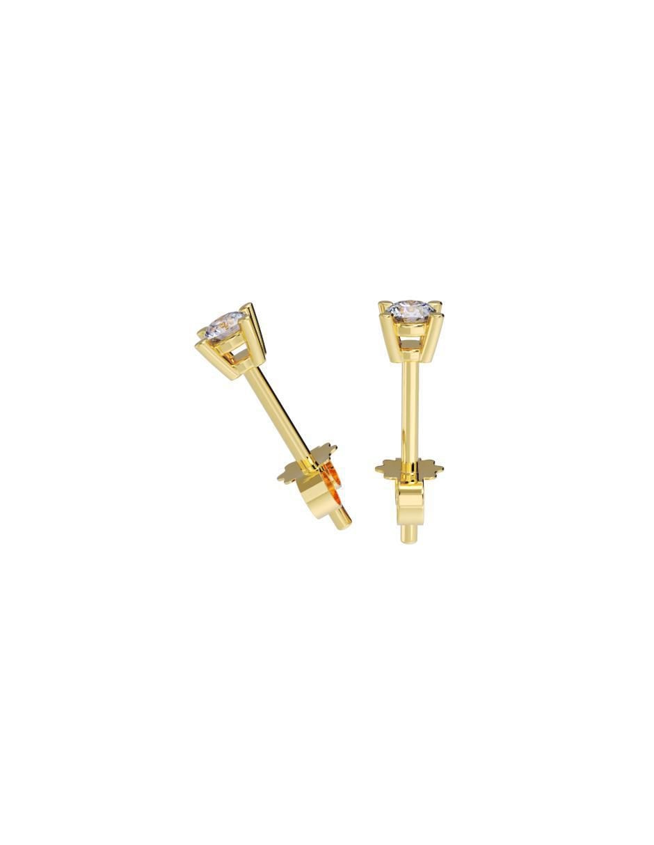 Set de aretes redondos de oro 10 K con acabado pulido zirconia 2