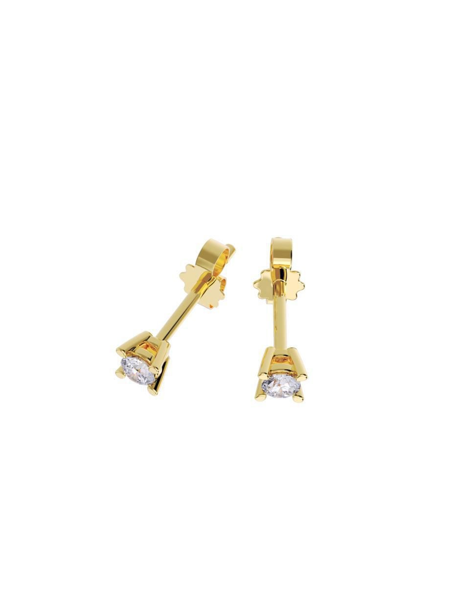 Set de aretes redondos de oro 10 K con acabado pulido zirconia 3