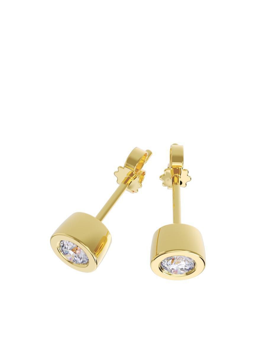 Set de aretes redondos de oro 10 K con acabado pulido zirconia 2