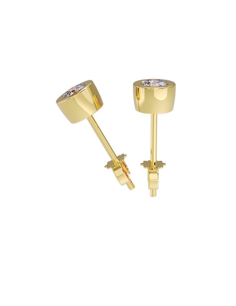 Set de aretes redondos de oro 10 K con acabado pulido zirconia 3