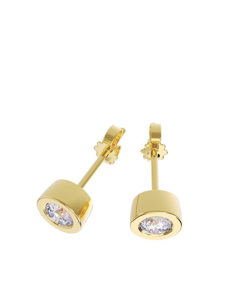 Set de aretes redondos de oro 10 K con acabado pulido zirconia 2