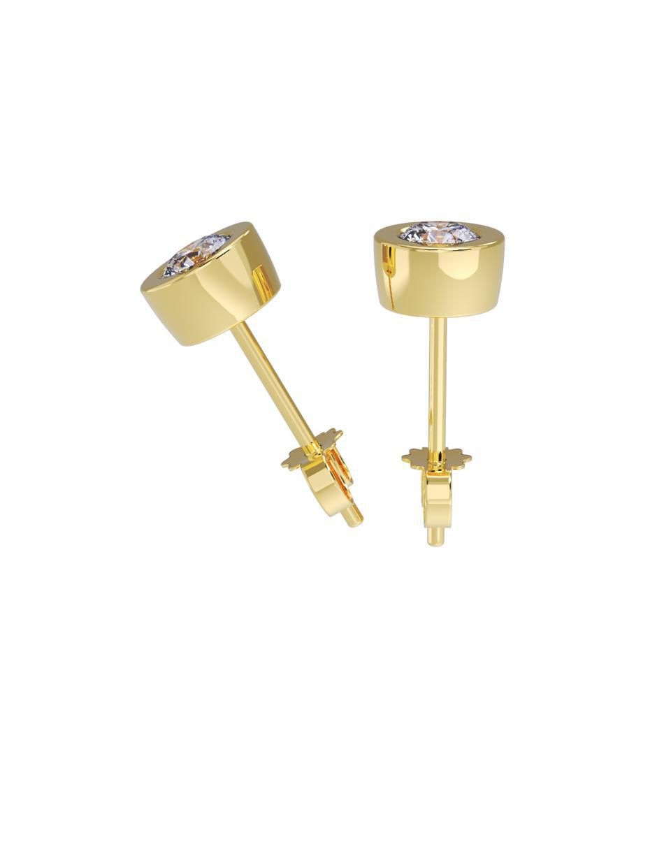 Set de aretes redondos de oro 10 K con acabado pulido zirconia 3