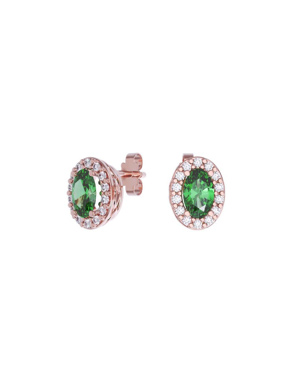 Set de aretes ovalada de oro 10 K con acabado pulido zirconia Set de aretes ovalada de oro 10 K con acabado pulido zirconia