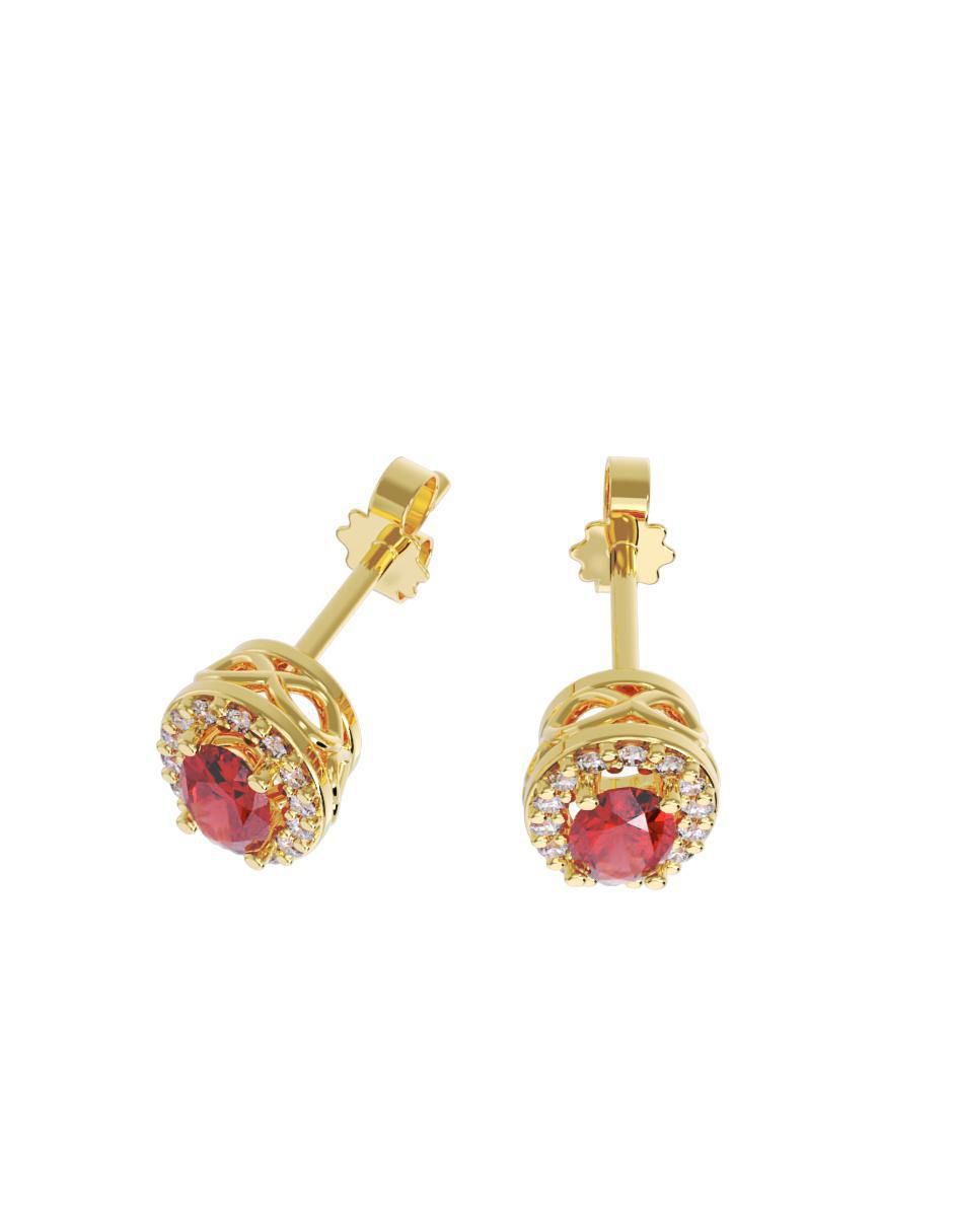 Set de aretes ovalados de oro 10 K con acabado pulido zirconia 2