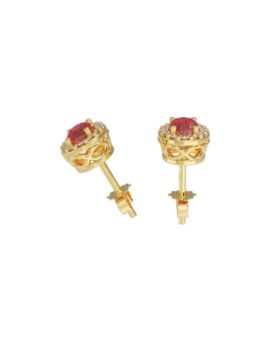 Set de aretes ovalados de oro 10 K con acabado pulido zirconia 3