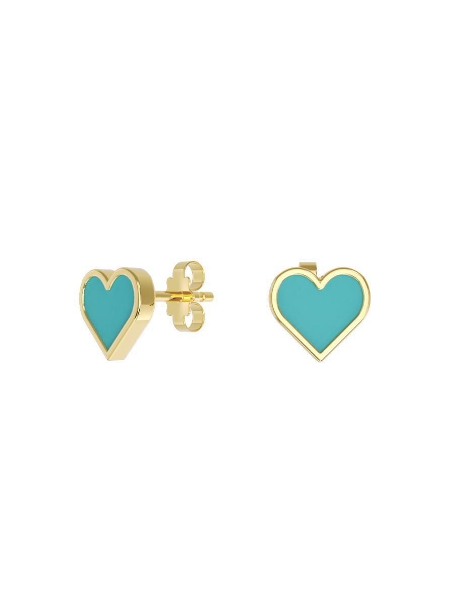 Set de aretes de corazón de oro 10 K con acabado pulido Set de aretes de corazón de oro 10 K con acabado pulido
