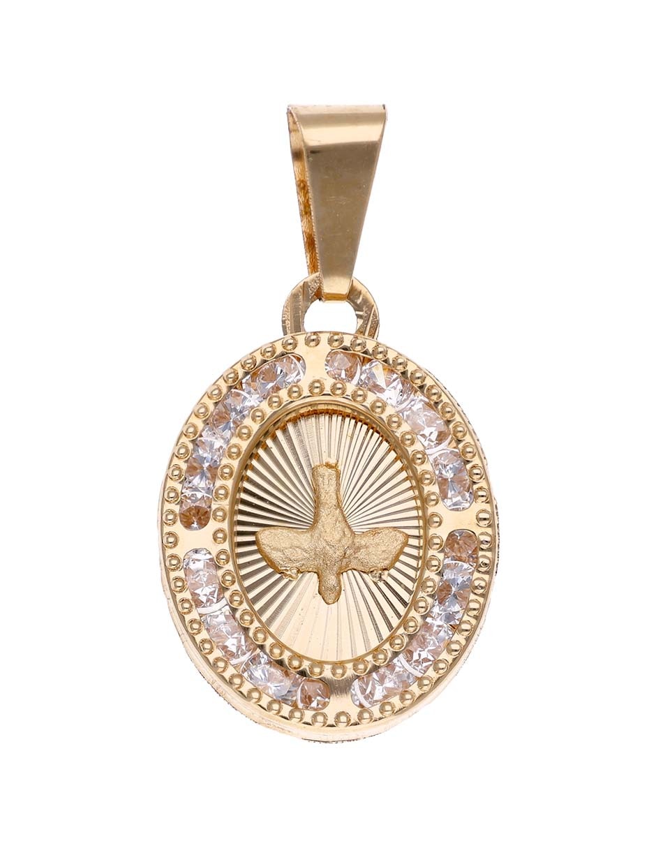 Medalla ovalada Fonelli de oro amarillo 14 K circonita