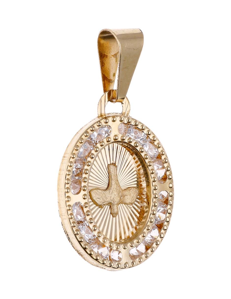 Medalla ovalada Fonelli de oro amarillo 14 K circonita
