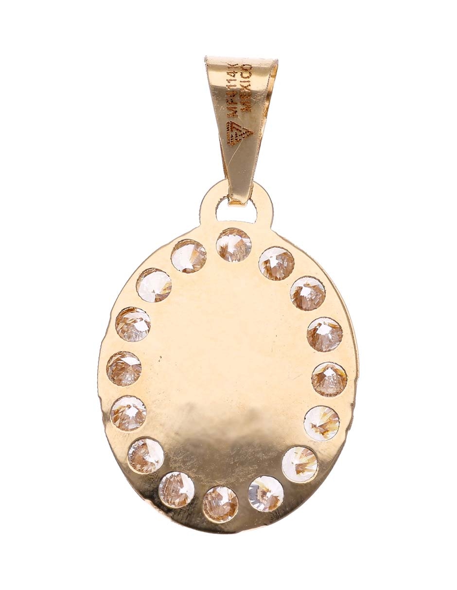 Medalla ovalada de oro amarillo 14 K circonita