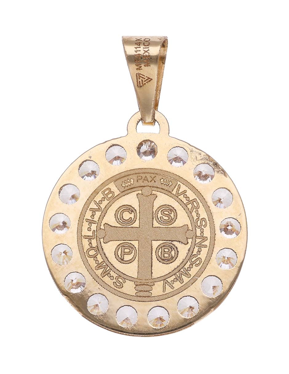Medalla circular de oro amarillo 14 K circonita