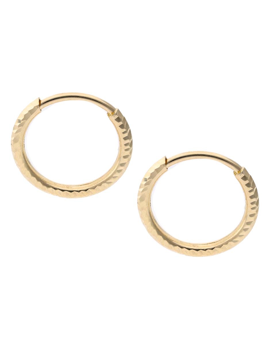 Aretes huggies Fonelli de oro amarillo 14 K con acabado brillante