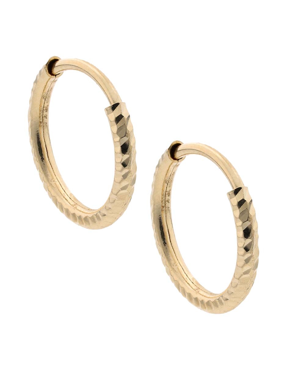 Aretes huggies Fonelli de oro amarillo 14 K con acabado brillante