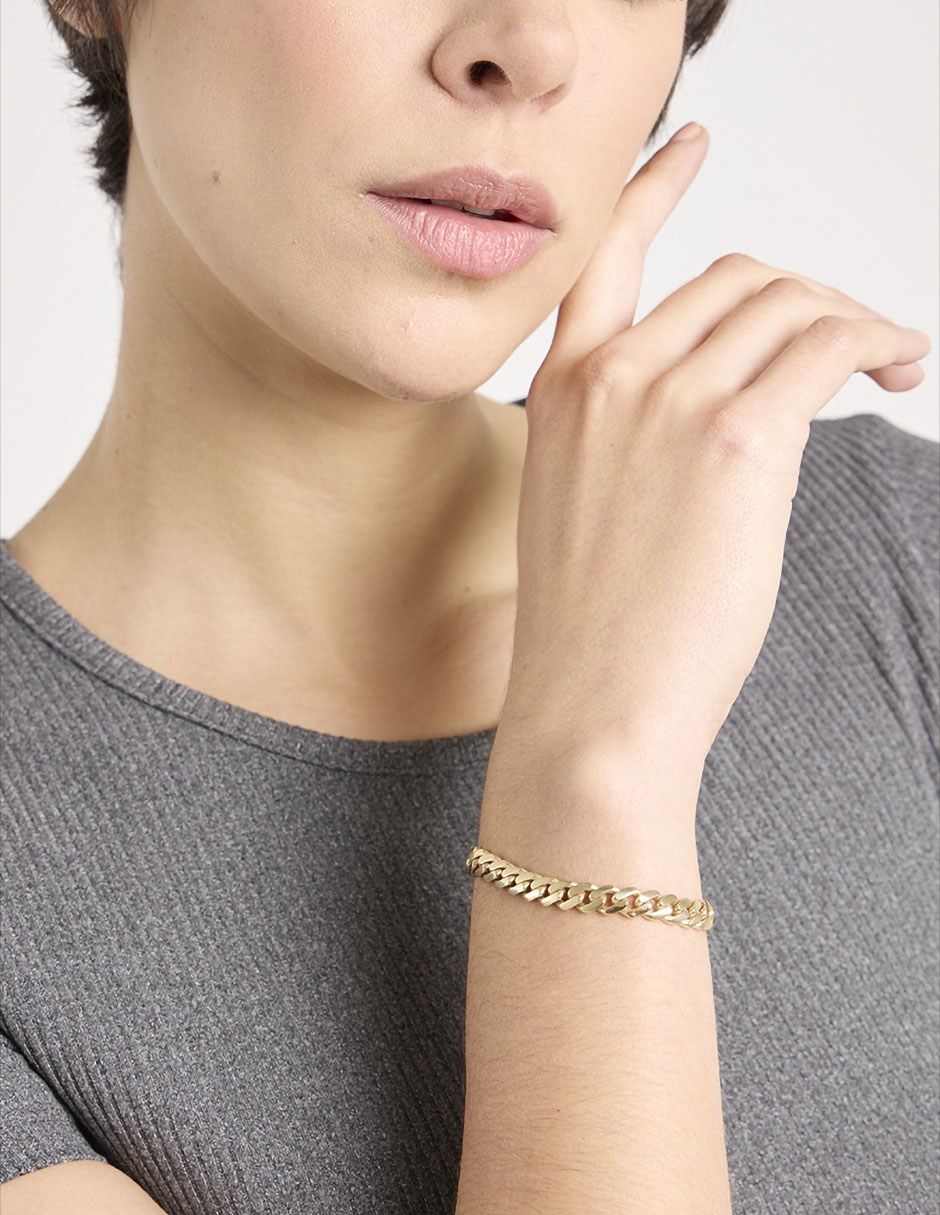 Pulsera de oro amarillo 14 k con acabado pulido