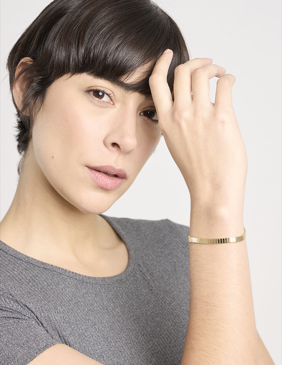 Pulsera de oro amarillo 14 k con acabado pulido