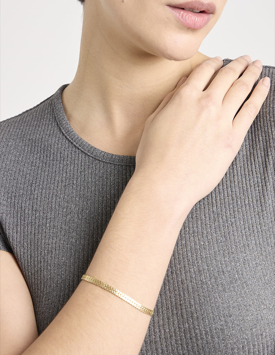 Pulsera de oro amarillo 14 k con acabado pulido