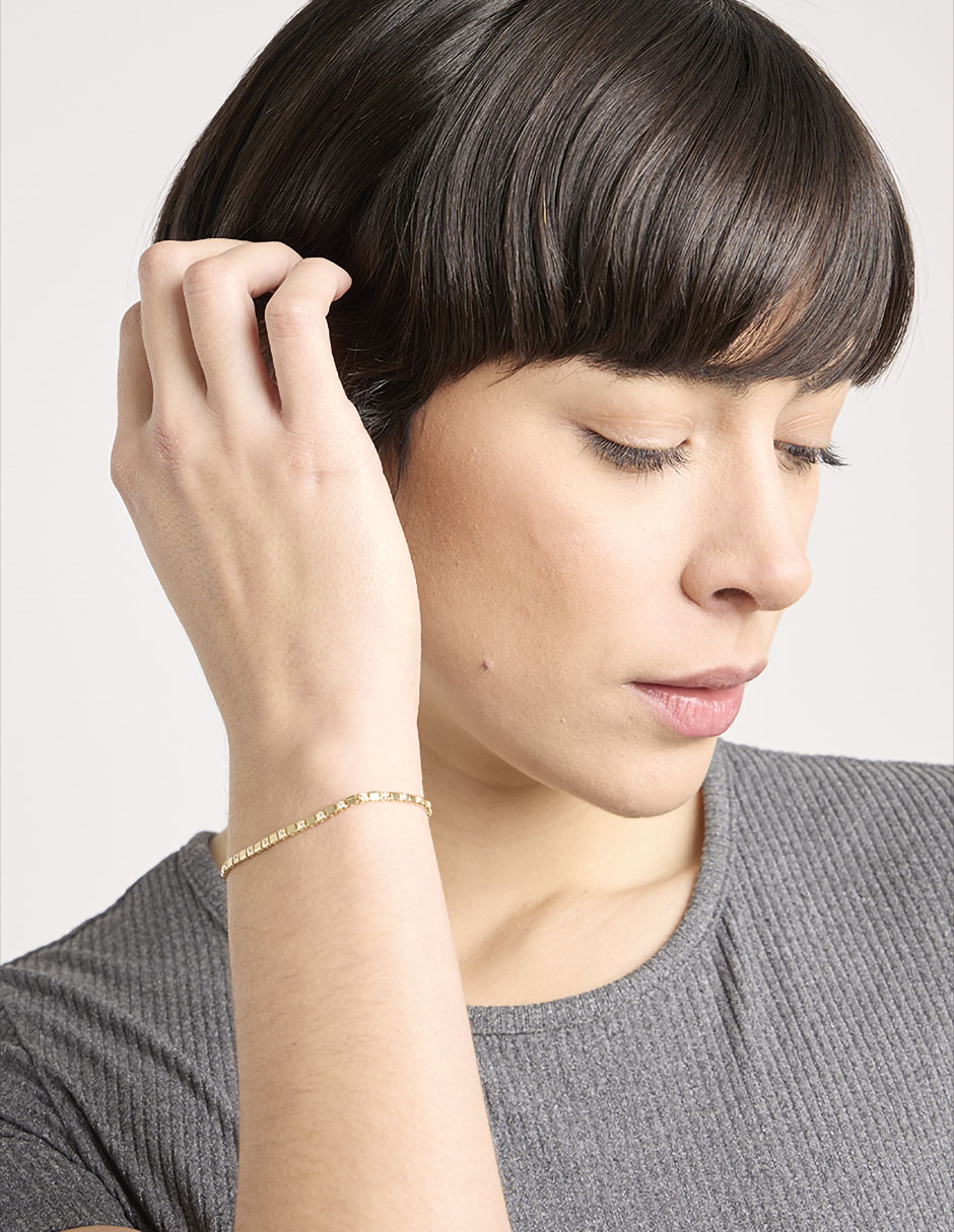 Pulsera de oro amarillo con circonita 14 k con acabado pulido Pulsera de oro amarillo con circonita 14 k con acabado pulido