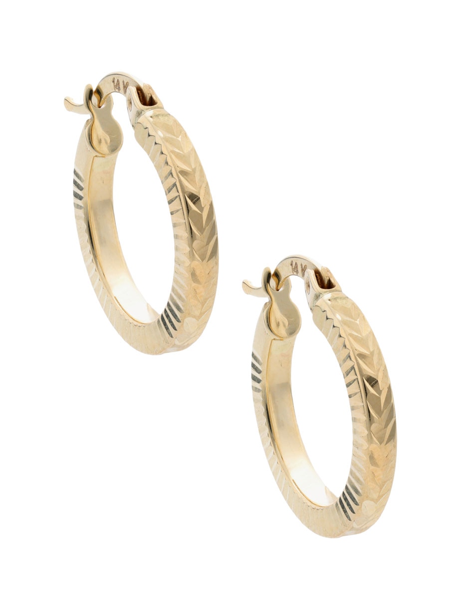 Arracadas Fonelli de oro amarillo 14 k con acabado pulido