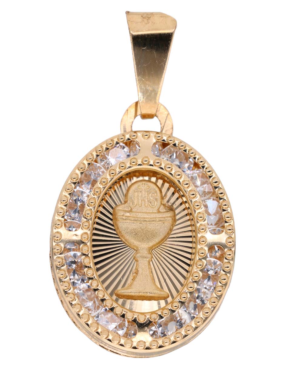Dije ovalada Fonelli de oro amarillo 14 K circonita