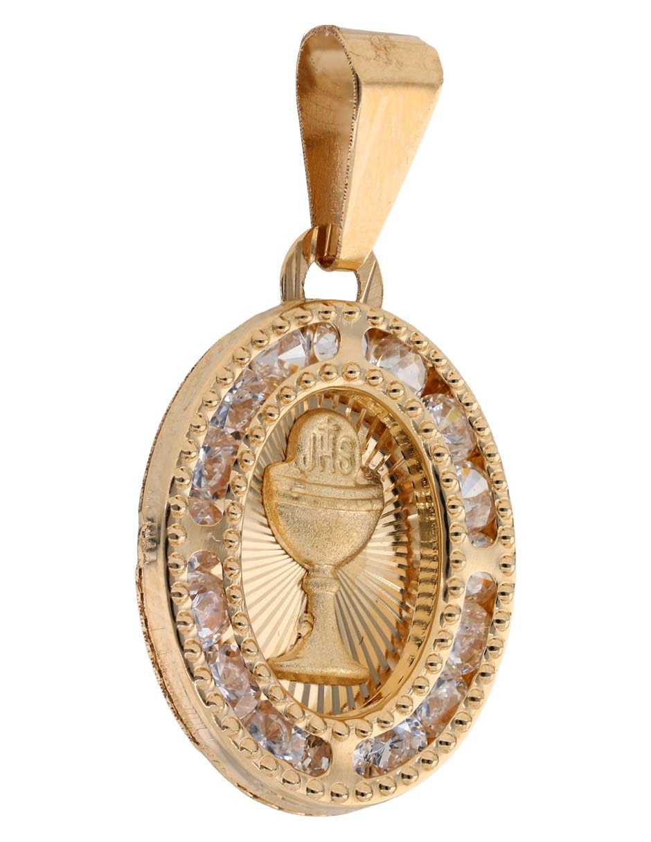 Dije ovalada Fonelli de oro amarillo 14 K circonita