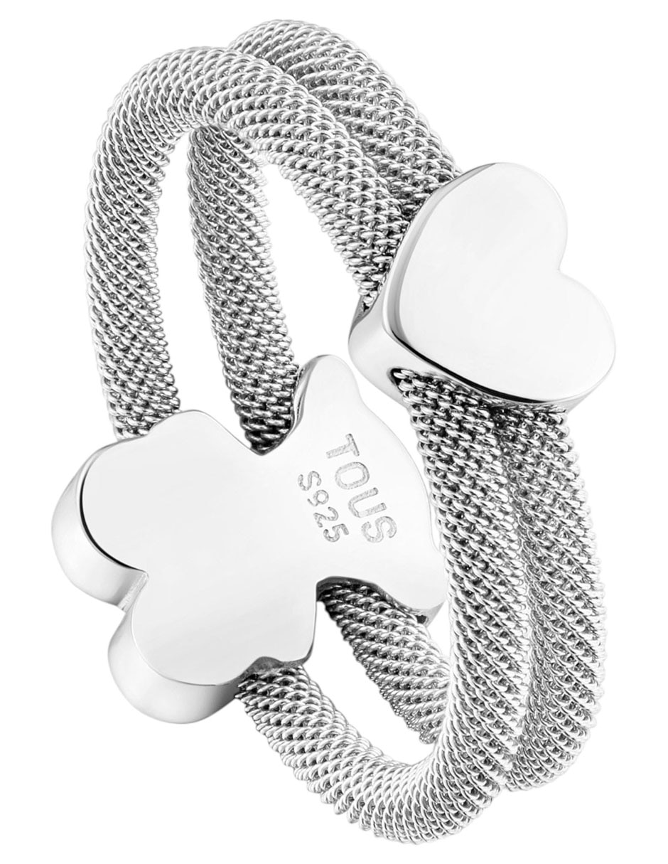 Anillo de oso Icon Mesh P 925 de plata brillante