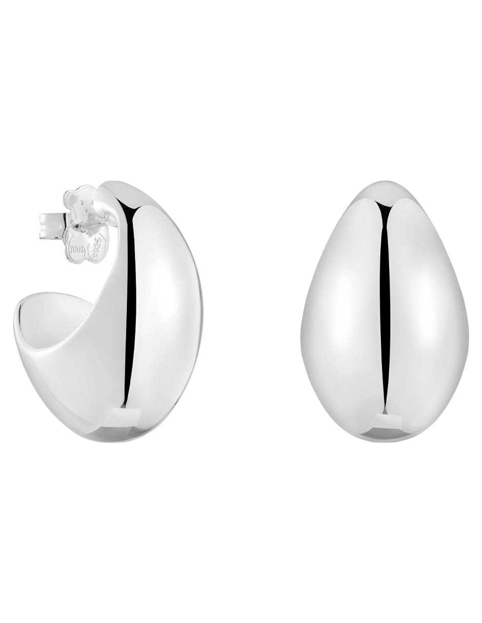 Aretes de aro de plata P 925 con acabado brillante
